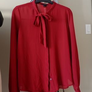 FOREVER 21 Long Sleeve Red Shirt, size S
